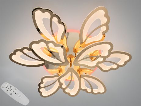 Люстра с пультом в зал Diasha 140W до 20 м² цвет Золото 8166/6+3G 3col dim