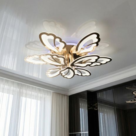 Люстра с пультом в зал Diasha 140W до 20 м² цвет Золото 8166/6+3G 3col dim