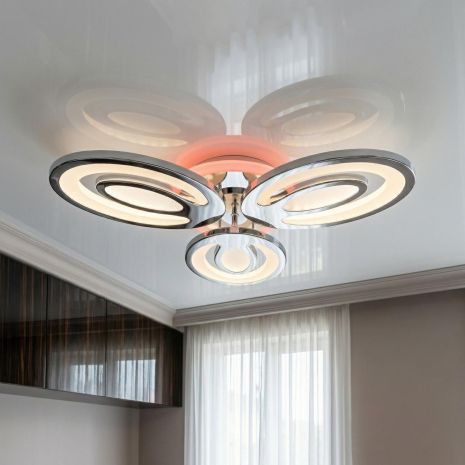 Люстра с диммером и подсветкой Diasha 60W до 16 м² цвет Хром 2528/3HR 3col dim