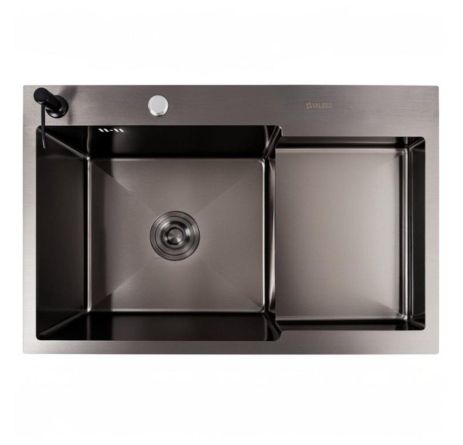 Кухонная мойка Valeso Handmade CM 78×50C L с углублённой полкой, PVD чёрная