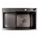 Кухонная мойка из нержавейки CM 78*50C R VALESO Handmade PVD черная с углубленной полкой (3,0/0,8)