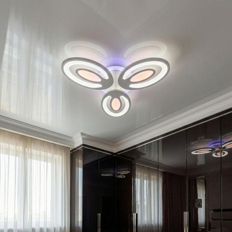 Потолочная люстра с диммером и подсветкой Diasha 60W до 16 м² цвет Белый 2528/3WH 3col dim