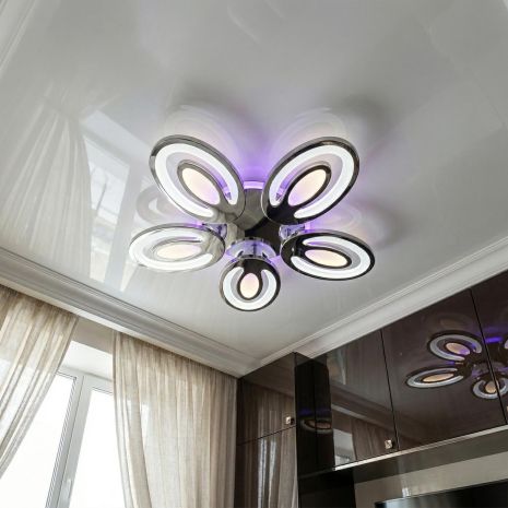 Лед люстра с регулировкой яркости Diasha 95W до 20 м² цвет Хром 2528/5HR 3col dim