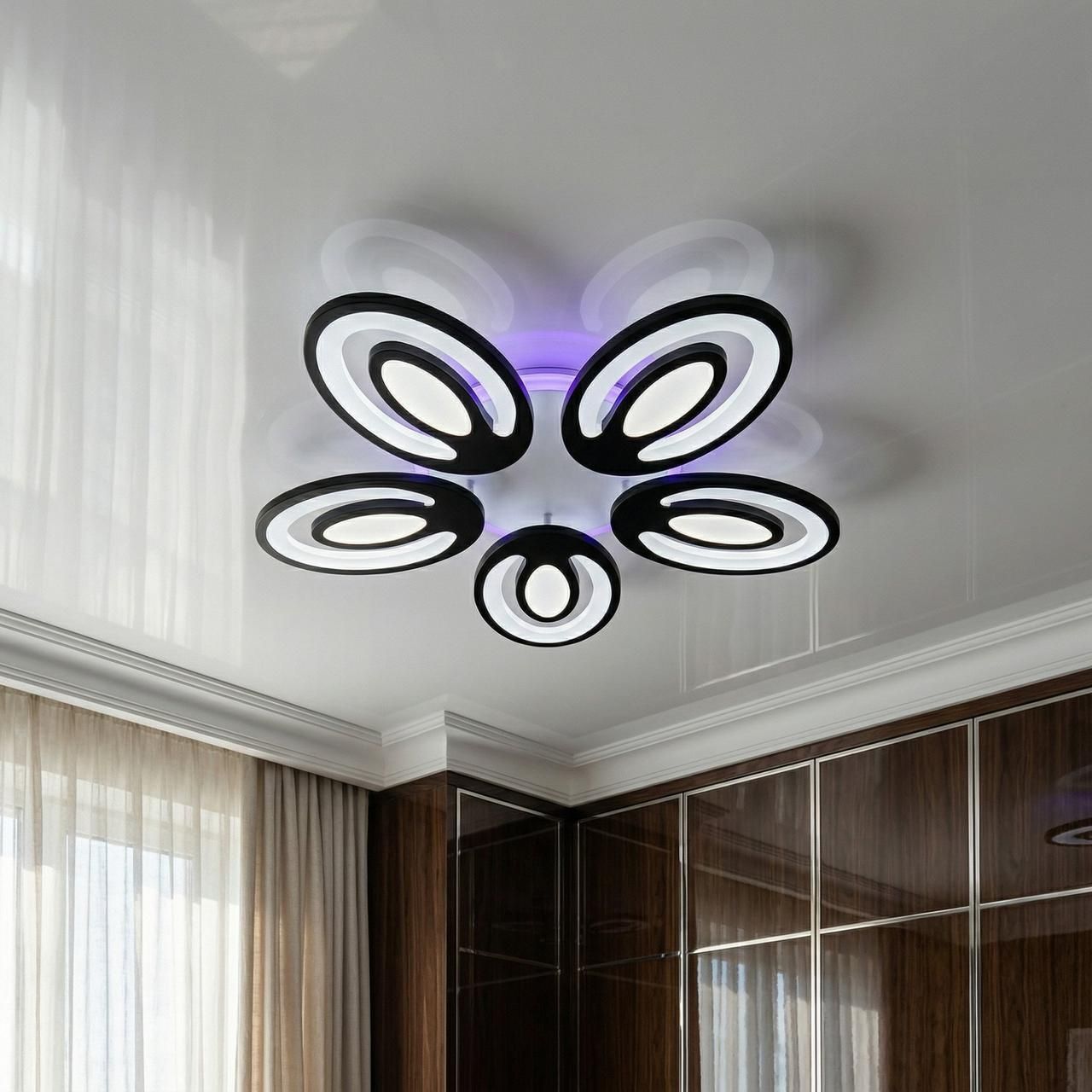 Люстра с пультом в детскую Diasha 95W до 20 м² цвет Черный 2528/5BK 3col dim Люстра с пультом в детскую Diasha 95W до 20 м² цвет Черный 2528/5BK 3col dim