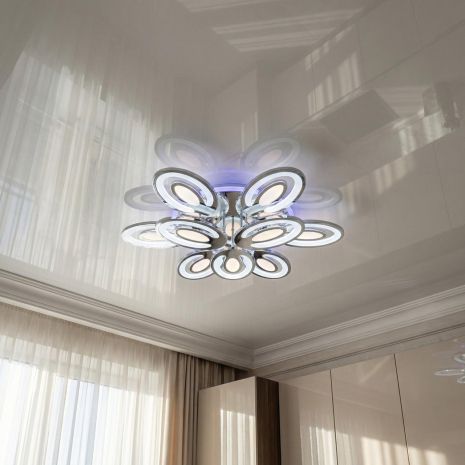 Светильник с подсветкой в холл Diasha 176W до 30 м² цвет Хром 2528/6+3HR 3col dim