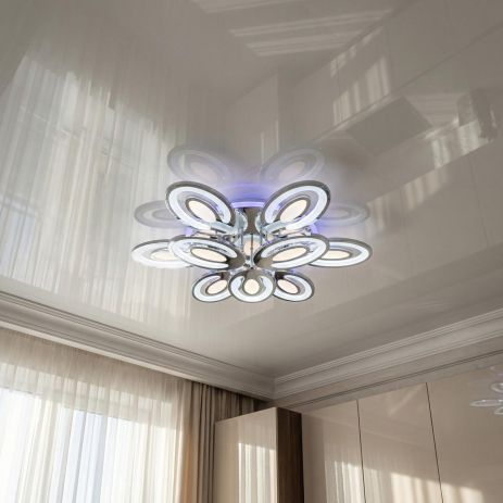 Светильник с подсветкой в холл Diasha 176W до 30 м² цвет Хром 2528/6+3HR 3col dim