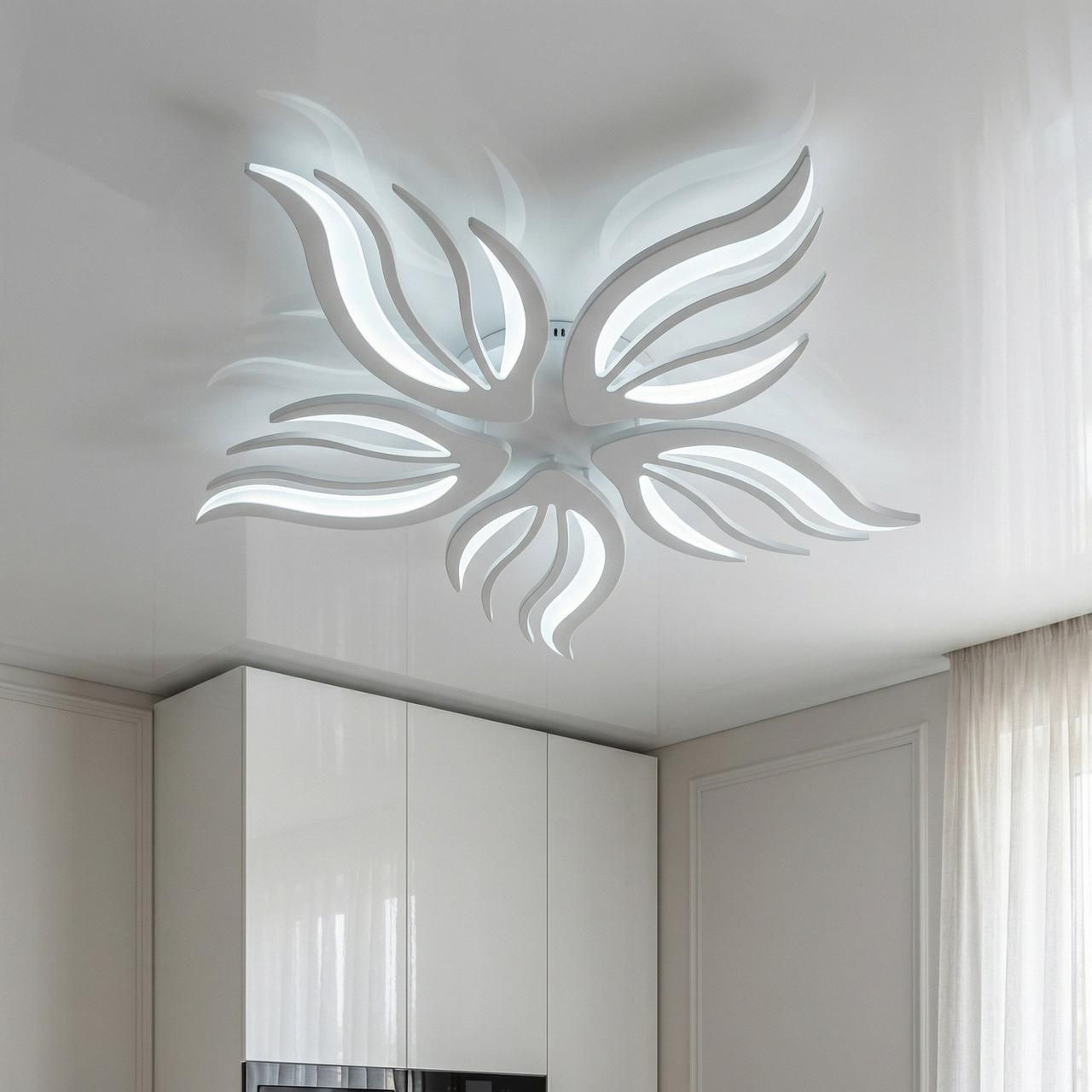 Люстра лед в спальню с подсветкой Diasha 78W до 18 м² цвет Белый 2527/5WH 3col dim Люстра лед в спальню с подсветкой Diasha 78W до 18 м² цвет Белый 2527/5WH 3col dim