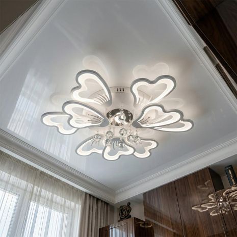 Люстра в гостиную с пультом Diasha 135W до 20 м² цвет Белый 8154/6+3WH dimmer