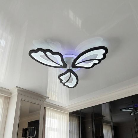 Світлодіодна люстра регулювання яскравості Diasha 50W до 12 м² колір Чорний 8166/3BK 3col dim
