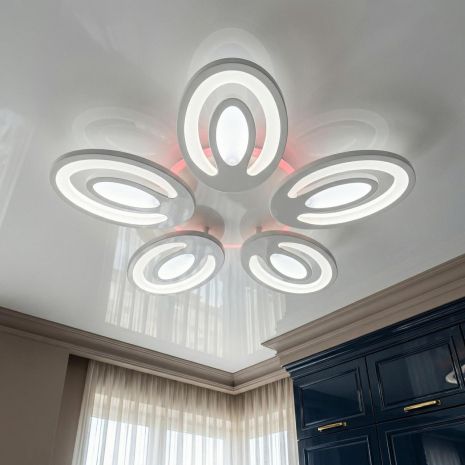 Люстра в прихожую с подсветкой Diasha 95W до 20 м² цвет Белый 2528/5WH 3col dim