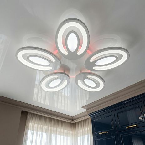 Люстра в прихожую с подсветкой Diasha 95W до 20 м² цвет Белый 2528/5WH 3col dim