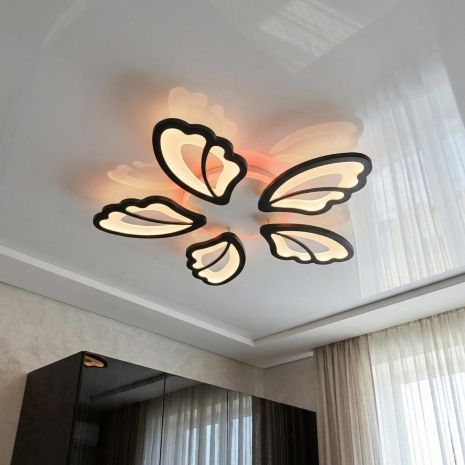 Люстра с регулировкой яркости в гостиную Diasha 80W до 18 м² цвет Черный 8166/5BK 3col dim