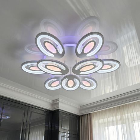 Лед люстра в холл с пультом Diasha 176W до 30 м² цвет Белый 2528/6+3WH 3col dim