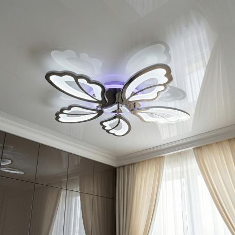 Люстра в спальню 3 режима с пультом Diasha 80W до 18 м² цвет Хром 8166/5HR 3col dim