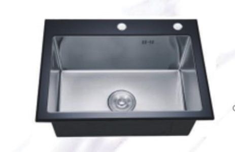 60*45 Мийка скляна Valeso Handmade PVD чорна BLACK GLASS