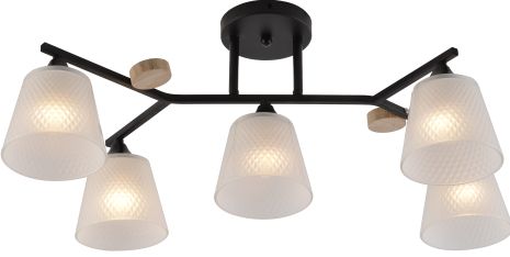 Декоративная люстра INTEREES IS XA1502-5 BK+WOOD