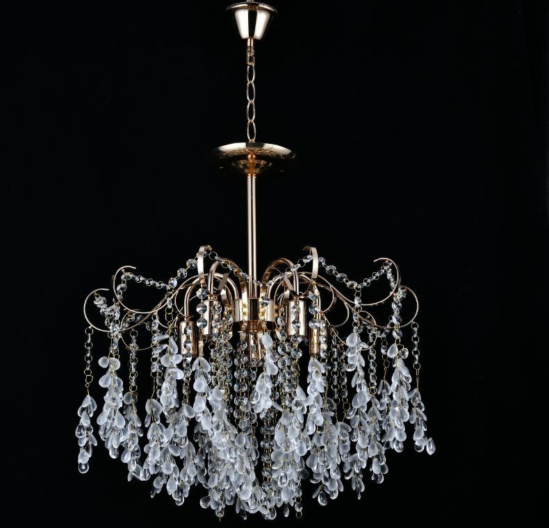 Люстра подвесная хрустальная на 6 плафонов VALESO 112-600 для гостиной и спальни Золото Люстра подвесная хрустальная на 6 плафонов VALESO 112-600 для гостиной и спальни Золото