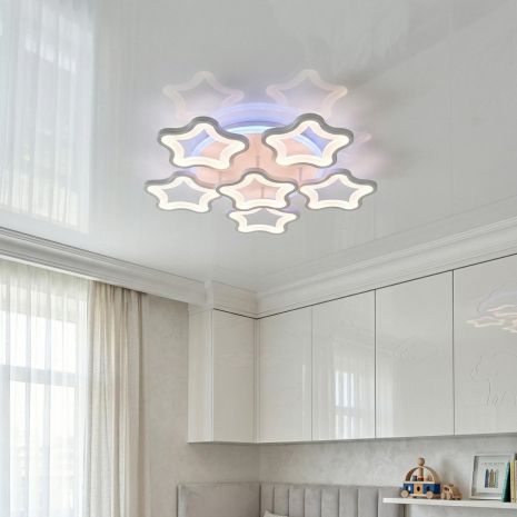 Люстра в детскую с листочками Diasha 95W до 20 м² цвет Белый 1660/5+1WH 3col dim