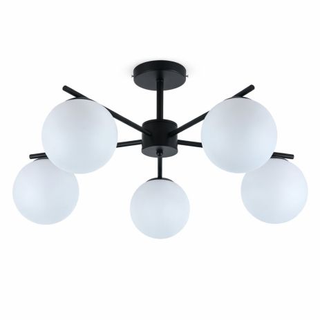 Люстра потолочная на 5 плафонов VALESO 513-5 для гостиной и спальни металлическая черная