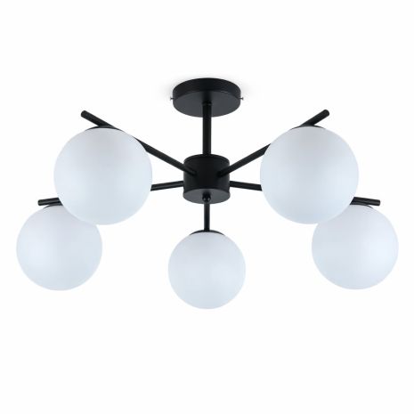 Люстра потолочная на 5 плафонов VALESO 513-5 для гостиной и спальни металлическая черная