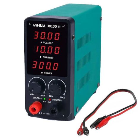 Блок питания YIHUA 3010D-III, 30V, 10A, 300W импульсный, цифровая индикация (V/A/W) компактный