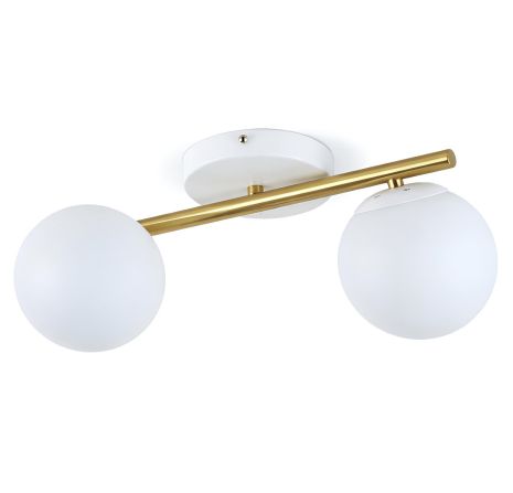 Люстра потолочная на 2 плафона VALESO 5175-2 для спальни и гостиной металлическая белый+медь