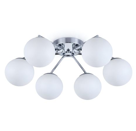 Люстра потолочная на 6 плафонов VALESO 516-6 для гостиной и спальни металлическая хром