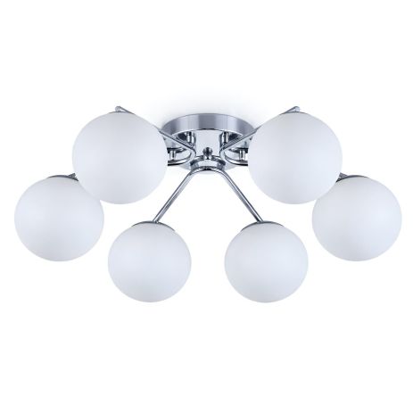 Люстра потолочная на 6 плафонов VALESO 516-6 для гостиной и спальни металлическая хром