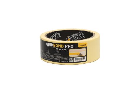 Малярська стрічка універсальна GripBond Pro, 38 мм×20 м, жовта, MASTERTOOL 79-9927