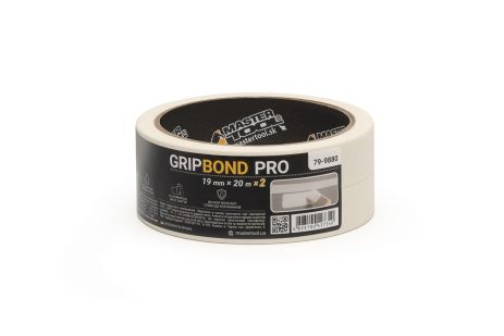 Універсальна малярська стрічка GripBond Pro 19 мм×20 м, 2 шт., біла, MASTERTOOL 79-9880