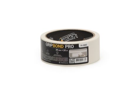 Універсальна малярська стрічка GripBond Pro 38 мм×20 м біла MASTERTOOL 79-9882