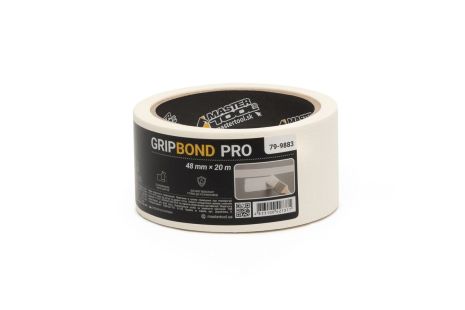 Універсальна малярська стрічка GripBond Pro 48 мм×20 м біла MASTERTOOL 79-9883