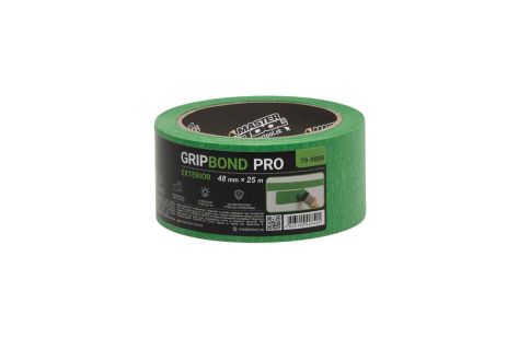 Стрічка малярська для грубих робіт GripBond Pro Exterior 48 мм×25 м зелена MASTERTOOL 79-9888 HeavyDuty