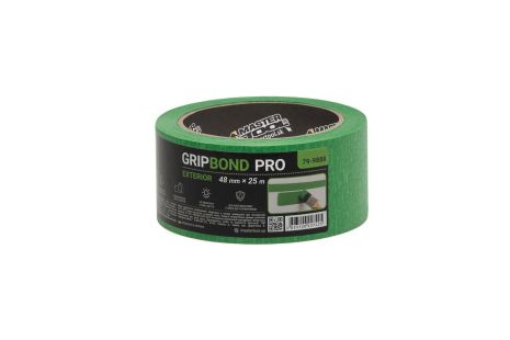 Стрічка малярська для грубих робіт GripBond Pro Exterior 48 мм×25 м зелена MASTERTOOL 79-9888 HeavyDuty