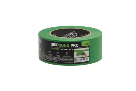 GripBond Pro Exterior 48 мм х 50 м зелена малярська стрічка для грубих робіт MASTERTOOL 79-9889