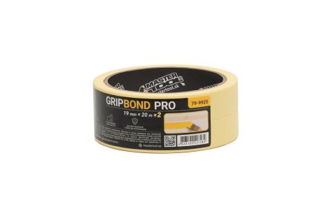 Універсальна малярська стрічка GripBond Pro 19 мм×20 м 2 шт жовта від MASTERTOOL 79-9925