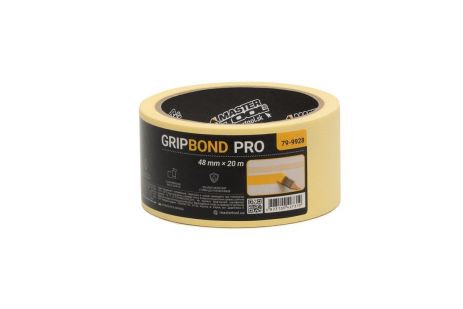 Стрічка малярська універсальна GripBond Pro 48 мм×20 м жовта MASTERTOOL 79-9928