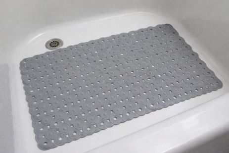 Антискользящий коврик для ванной, присоски 69*37 см, серый, круглый 1806