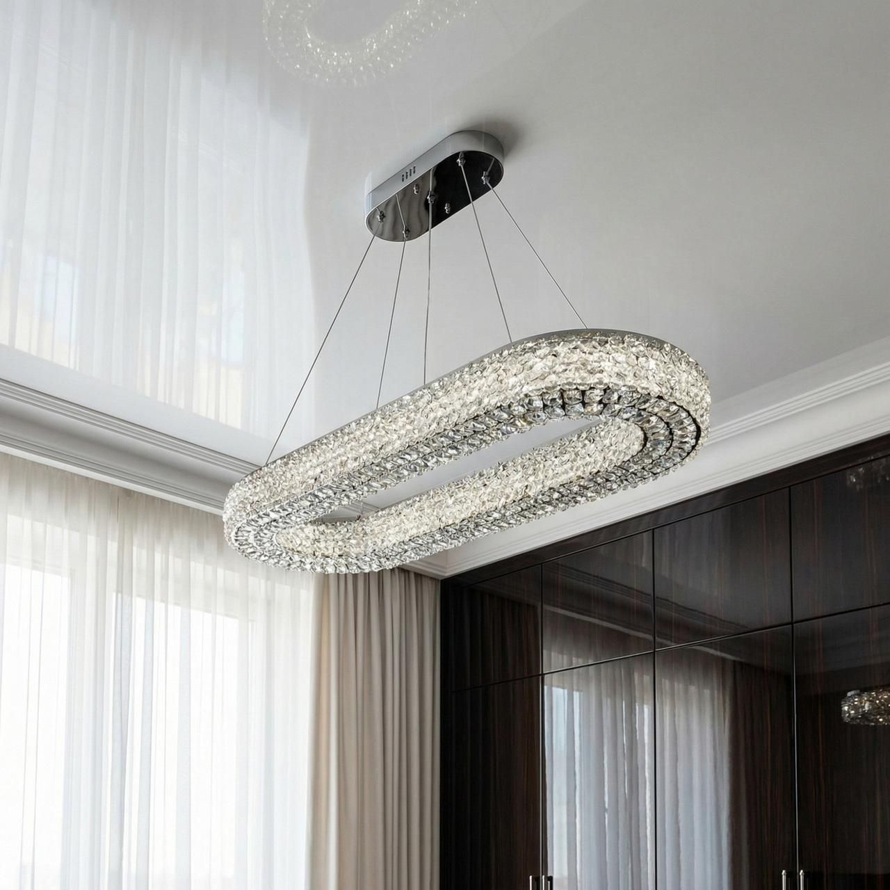 Люстра хрустальная подвесная Diasha 84W до 18 м² цвет Хром 7932/1000x300CH Люстра хрустальная подвесная Diasha 84W до 18 м² цвет Хром 7932/1000x300CH