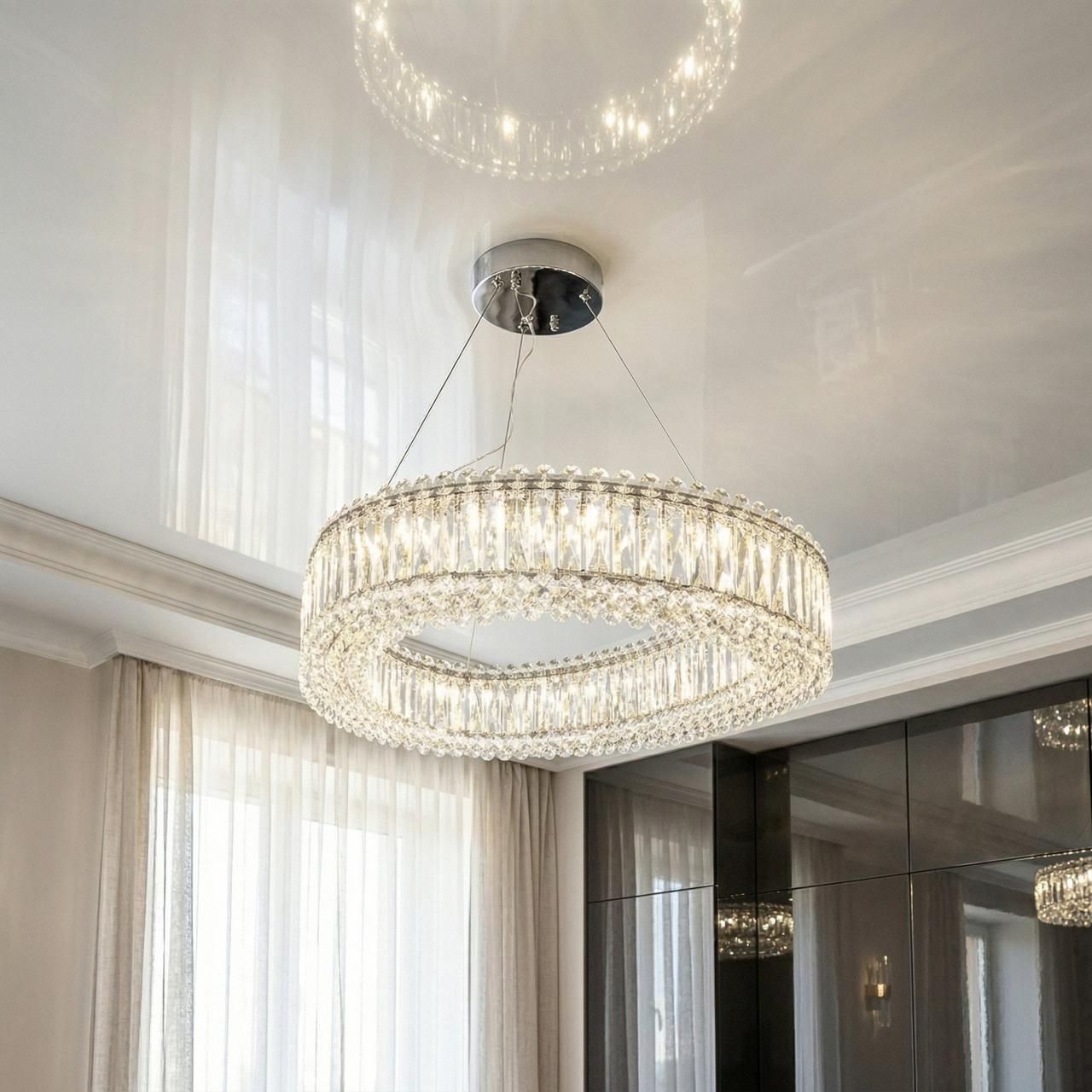 Хрустальная люстра на тросах в гостиную Diasha 68W до 16 м² цвет Хром 7930/800x550CH Хрустальная люстра на тросах в гостиную Diasha 68W до 16 м² цвет Хром 7930/800x550CH