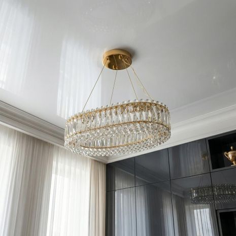 Лед люстра хрусталь в холл Diasha 50W до 12 м² цвет Золото 7930/500x300S-gold