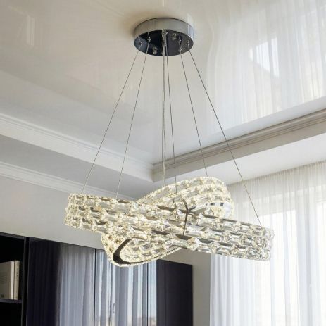 Люстра хрустальная подвесная LED Diasha 54W до 12 м² цвет Хром 7896/600+400CH