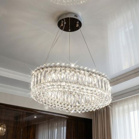 Люстра светодиодная хрусталь регулируемая Diasha 46W до 10 м² цвет Хром 7930/430x300CH