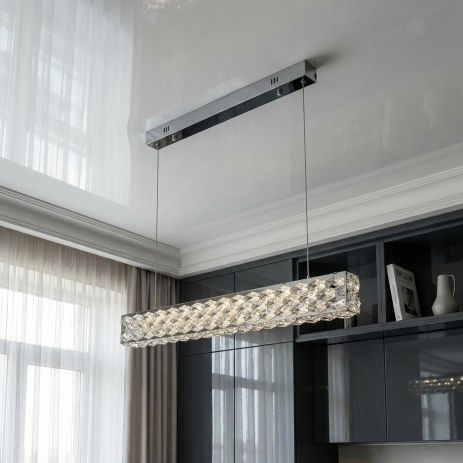 Светодиодная люстра в столовую хрустальная Diasha 68W до 16 м² цвет Хром 7891/800CH
