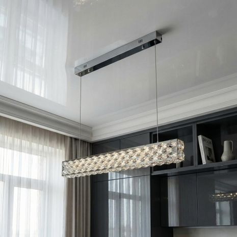 Светодиодная люстра в столовую хрустальная Diasha 68W до 16 м² цвет Хром 7891/800CH