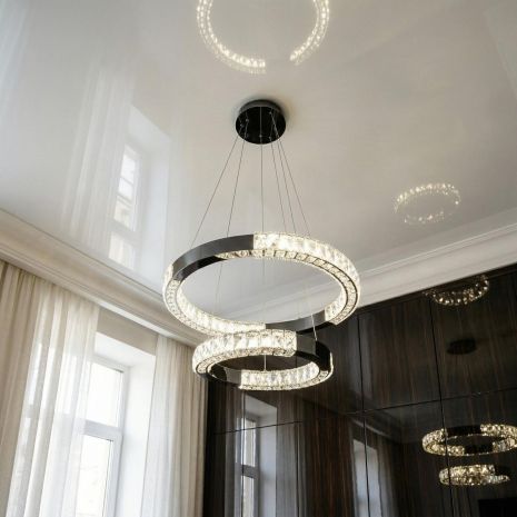 Светодиодная люстра хрусталь в гостиную Diasha 54W до 12 м² цвет Хром 7968/600+400BHR