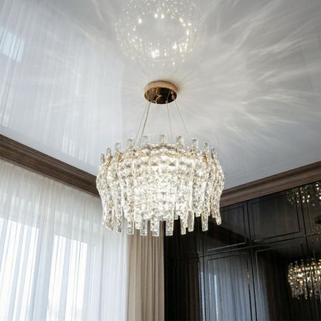 Светодиодная люстра хрусталь на тросах Diasha 55W до 12 м² цвет Золото 3038/500SGD