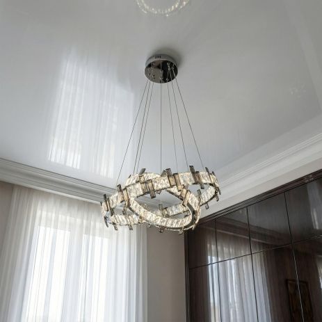 Люстра подвесная хрустальная над столом Diasha 54W до 12 м² цвет Хром 7967/600+400CH