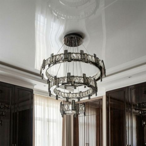 Хрустальная люстра с регулировкой высоты Diasha 70W до 16 м² цвет Хром 7967/600+400+200CH