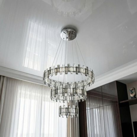 Люстра LED хрустальная в холл Diasha 70W до 16 м² цвет Хром 7963/600+400+200CH